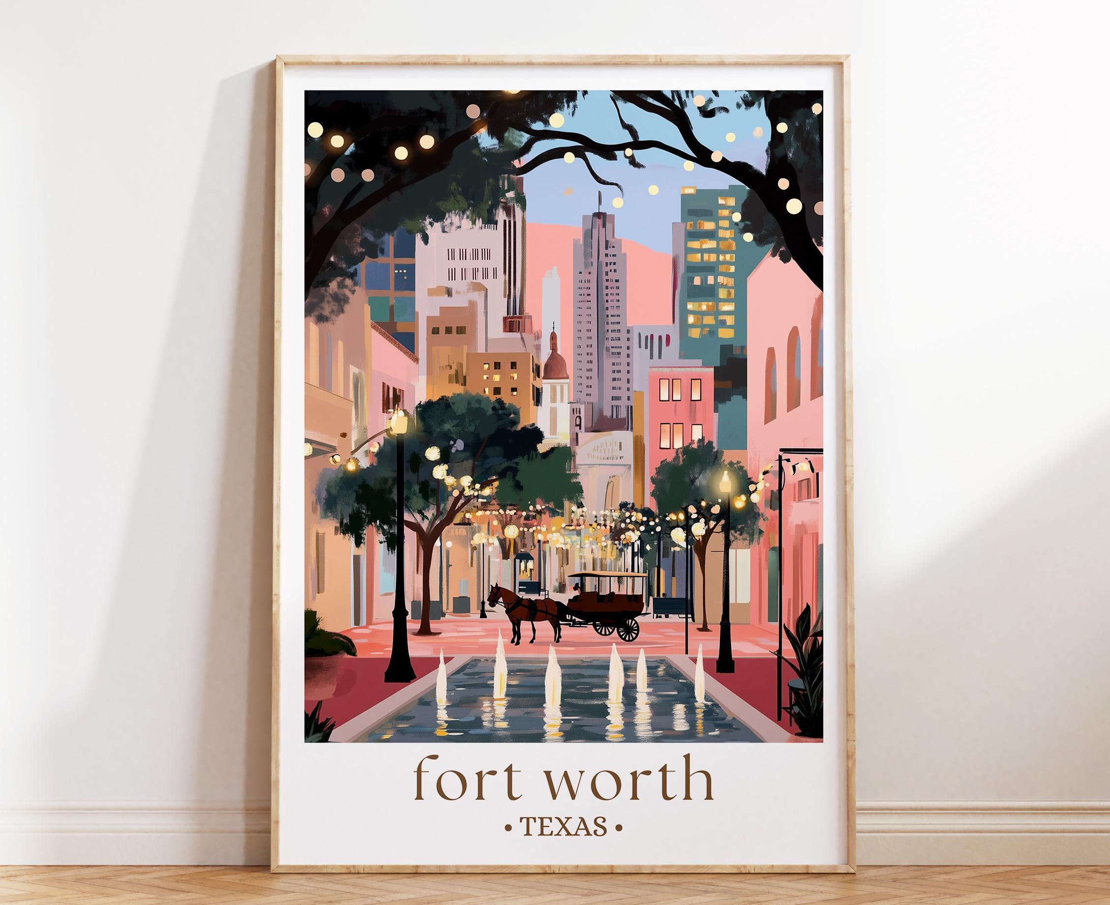 Amazon.com: Fort Worth Sundance Square Print, Texas City Poster
