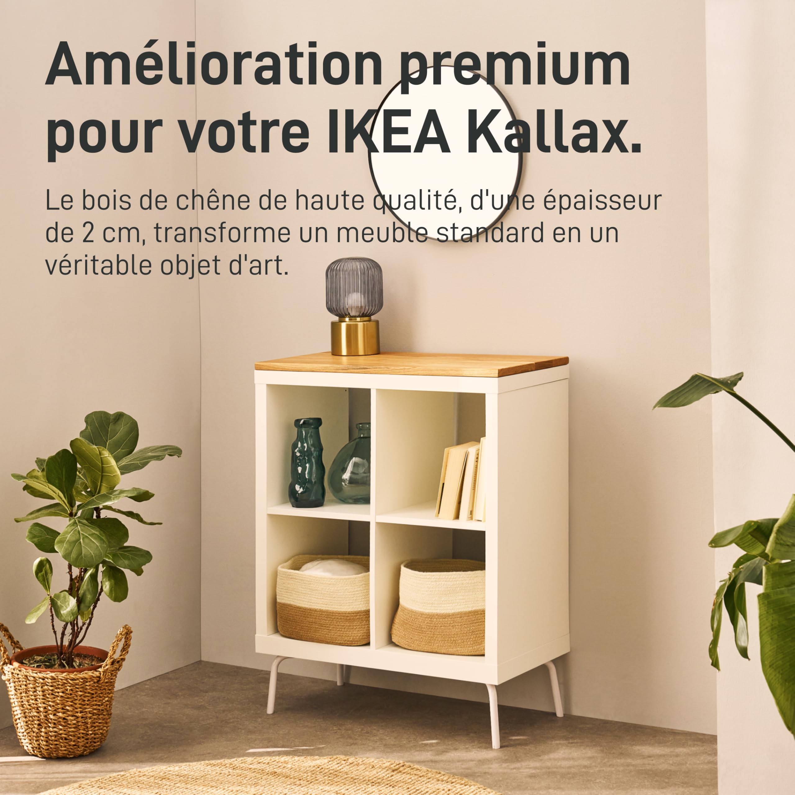 Natural Goods Berlin 1 plaque de recouvrement en chêne Kallax - IKEA Upcycling DIY - Plaque en bois 2 cm d'épaisseur pour Kallax fonction antidérapante