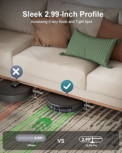 Miniatura 7 de Robot aspirador y trapeador combinado, aspiradora robótica de 9000 Pa con navegación inteligente LiDAR, ultra delgado, control de aplicación y voz,
