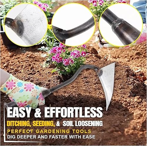 Miniatura 4 de Azada de arado triangular de acero endurecido, para granja, jardín, excavación, aflojamiento, zanja, herramienta de mano duradera y eficaz en acero