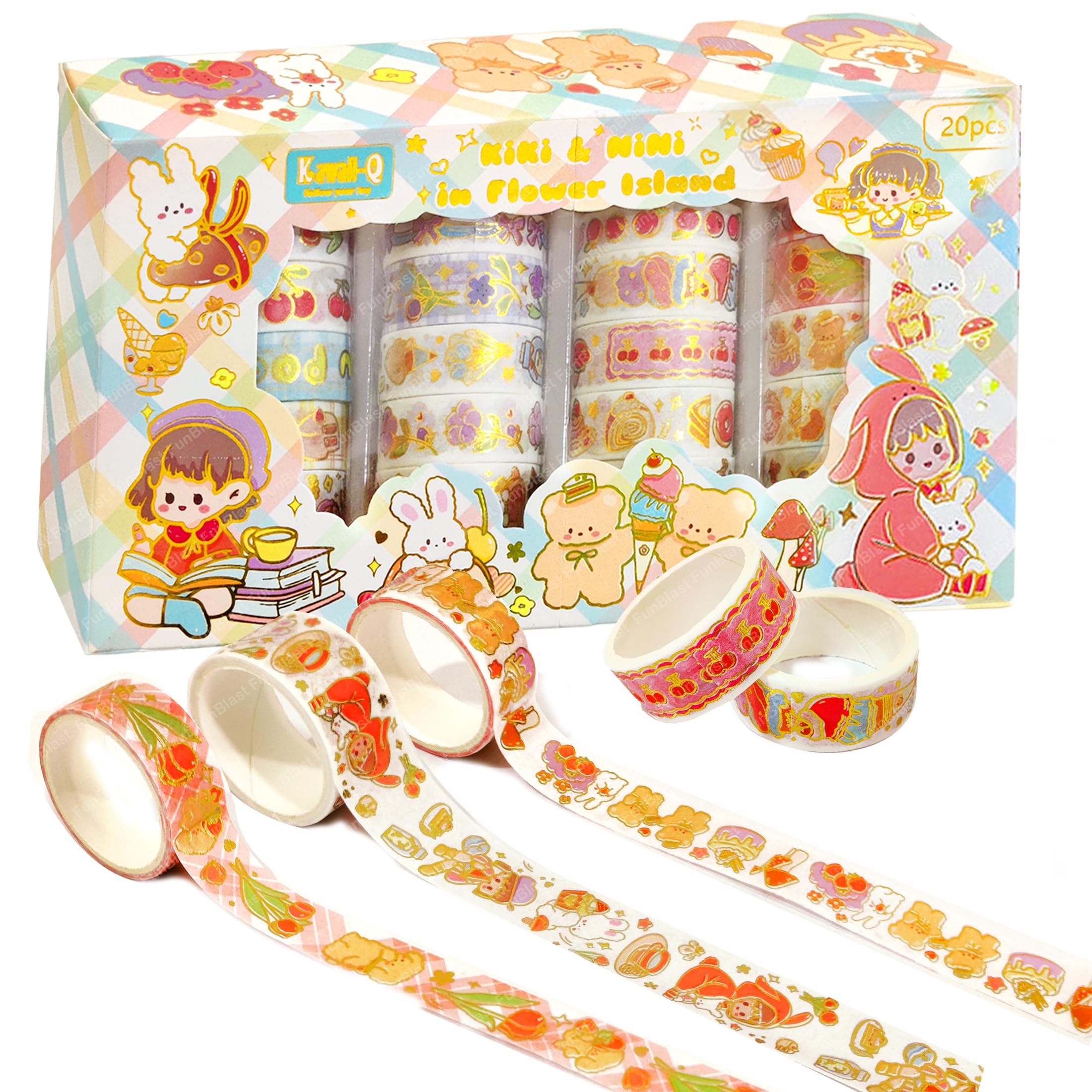 FunBlast Washi Tape Set – Washi Tapes for Journal, Kawaii Stationery, Japanese Washi Tape, Decorative Masking Tape, Stylish Designer Tape Set-image-30