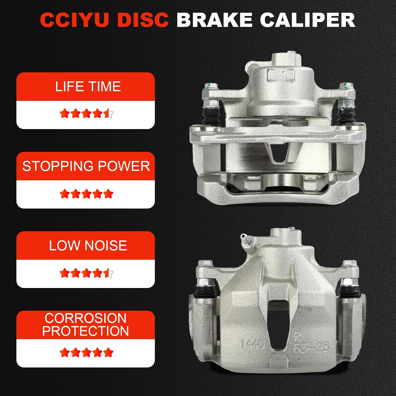 cciyu Front Left & Right Disc Brake Calipers Assembly with Bracket For Toyota For Camry L4 2.4L 2002-2006, For Toyota For Camry V6 3.0L 2002-2006 Replace# 19B2702 19B2703 Front Driver & Passenger Side