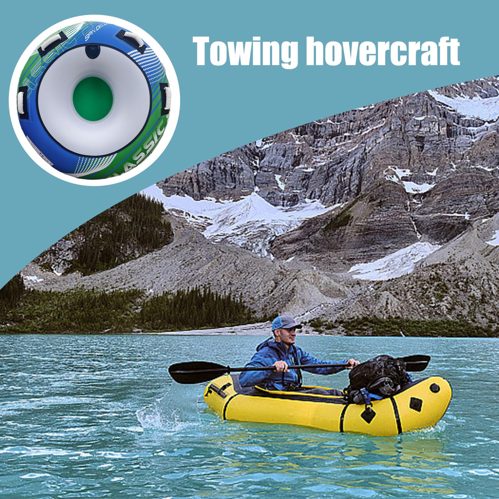 Tubi Gonfiabili E Trainabili Grande Portatile Resistente all'Usura | Zattera Gonfiabile Galleggiante Per Lago, Fiume, Spiaggia, Piscina, Sport Acquatici, Pesca, Wakeboard, Kayak, Nuoto E Sci