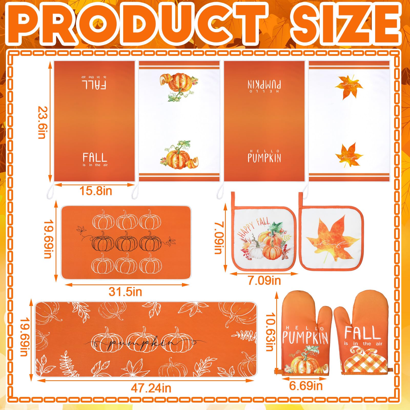 Fourluoo 10 Pcs Thanksgiving Kitchen Decor Fall Pumpkin Kitc -3 Fourluoo 10 Pcs Thanksgiving Kitchen Decor Fall Pumpkin Kitc -3