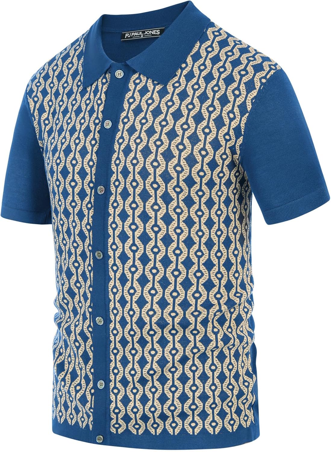 PJ PAUL JONES Men's Contrast 70s Vintage Polo Shirts Short Sleeve Knitwear - Image 4