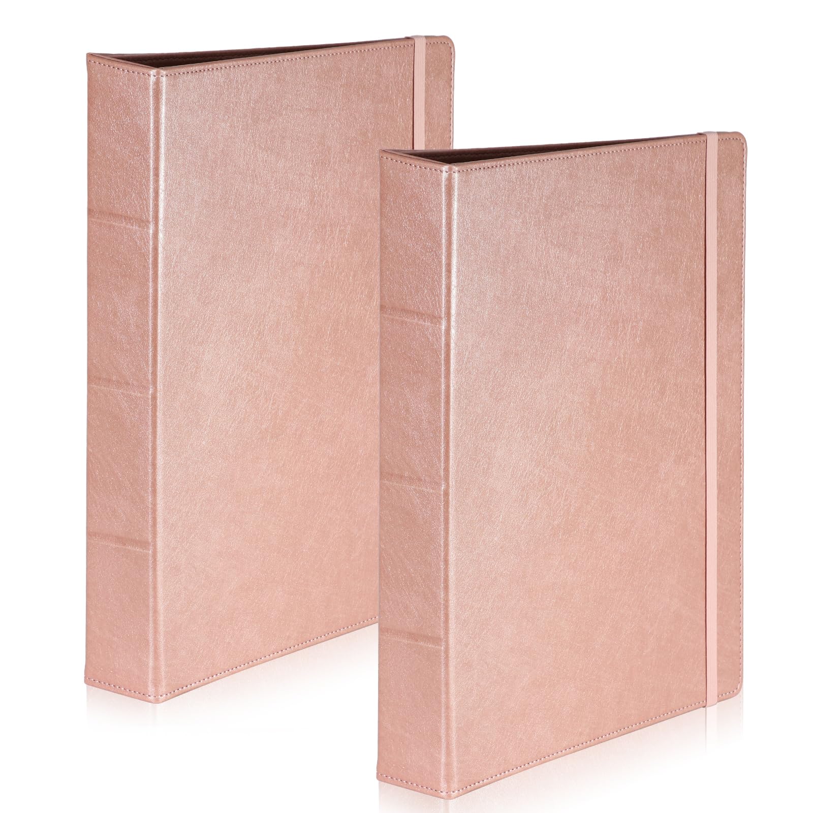 Photo 1 of 2 Pack Letter Size 3 Ring Leather Binder - 1 inch D-Ring Professional Binder Organizer Planner Portfolio for Holds 200 Sheets with 2 Inner Pockets (Rose Gold)