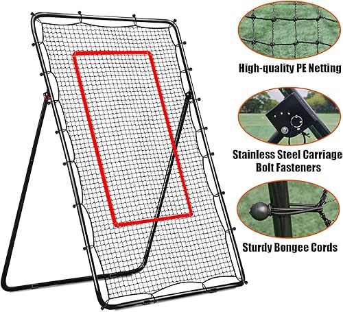 Miniatura 4 de Volleyball Rebounder Net with Volleyball, Bungee Cords,Carry Bag and Neon Target, 5 Adjustable Angles Bounce Back Net for Volley