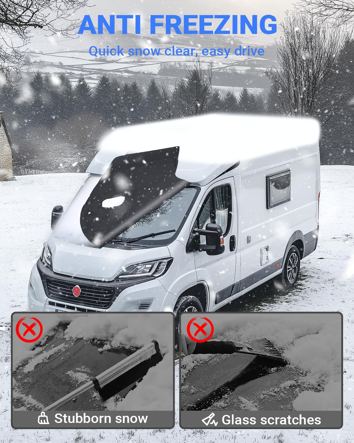 SUPAREE Sonnenschutz Frontscheibe Wohnmobil Außen Frontscheibenabdeckung Wohnmobil Frontscheibenabdeckung Ducato für F-iat Ducato UV-Schutz Wasserdicht Heavy Duty 600D Oxford