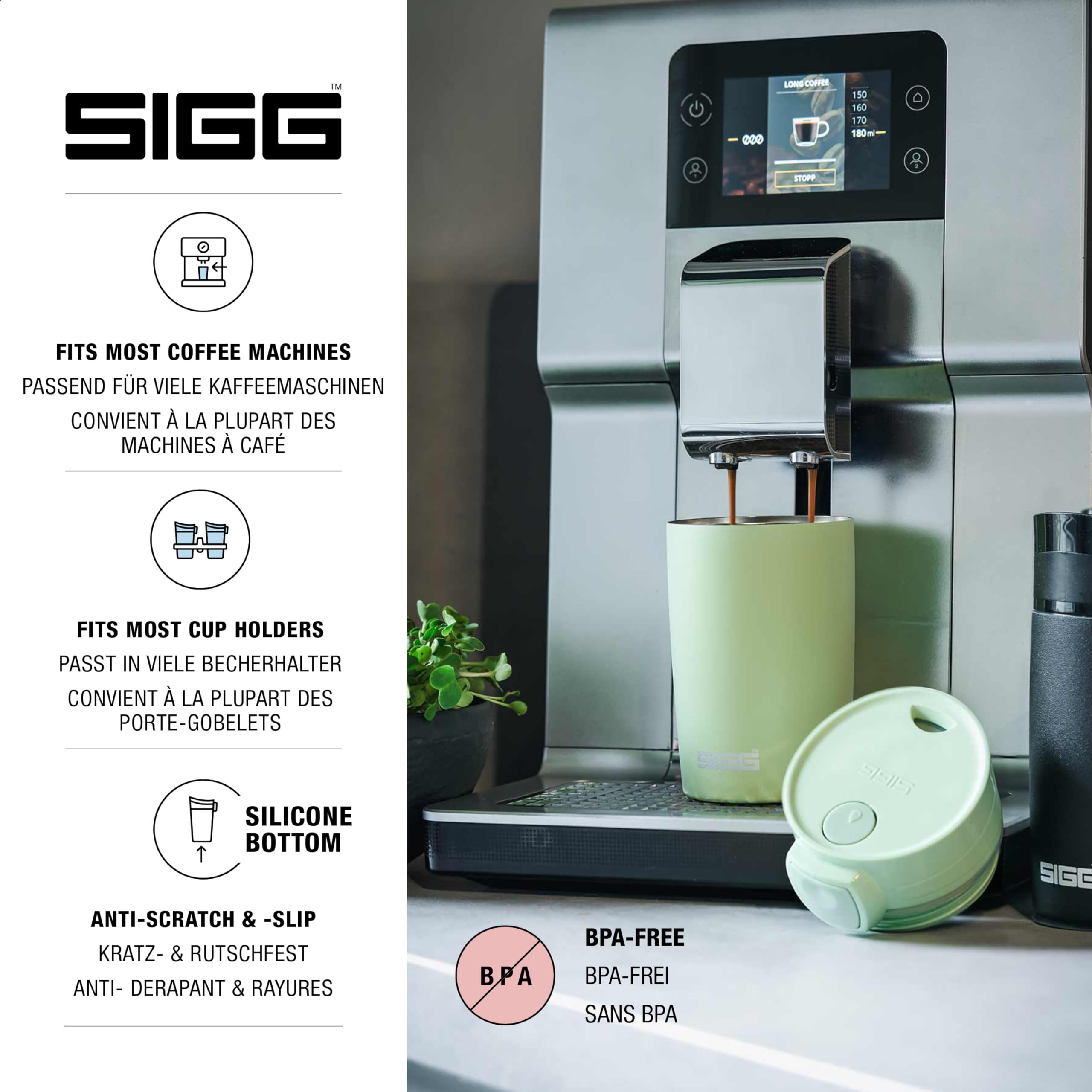 Sigg Miracle Milky Green Touch Insulated Coffee Mug (0.27 L), Pollutant-Free and Insulated Coffee Travel Mug - Image 3