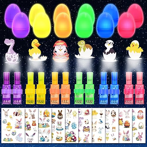 Easter Basket Stuffers, 24PCS Prefilled Easter Eggs with Finger Projector
