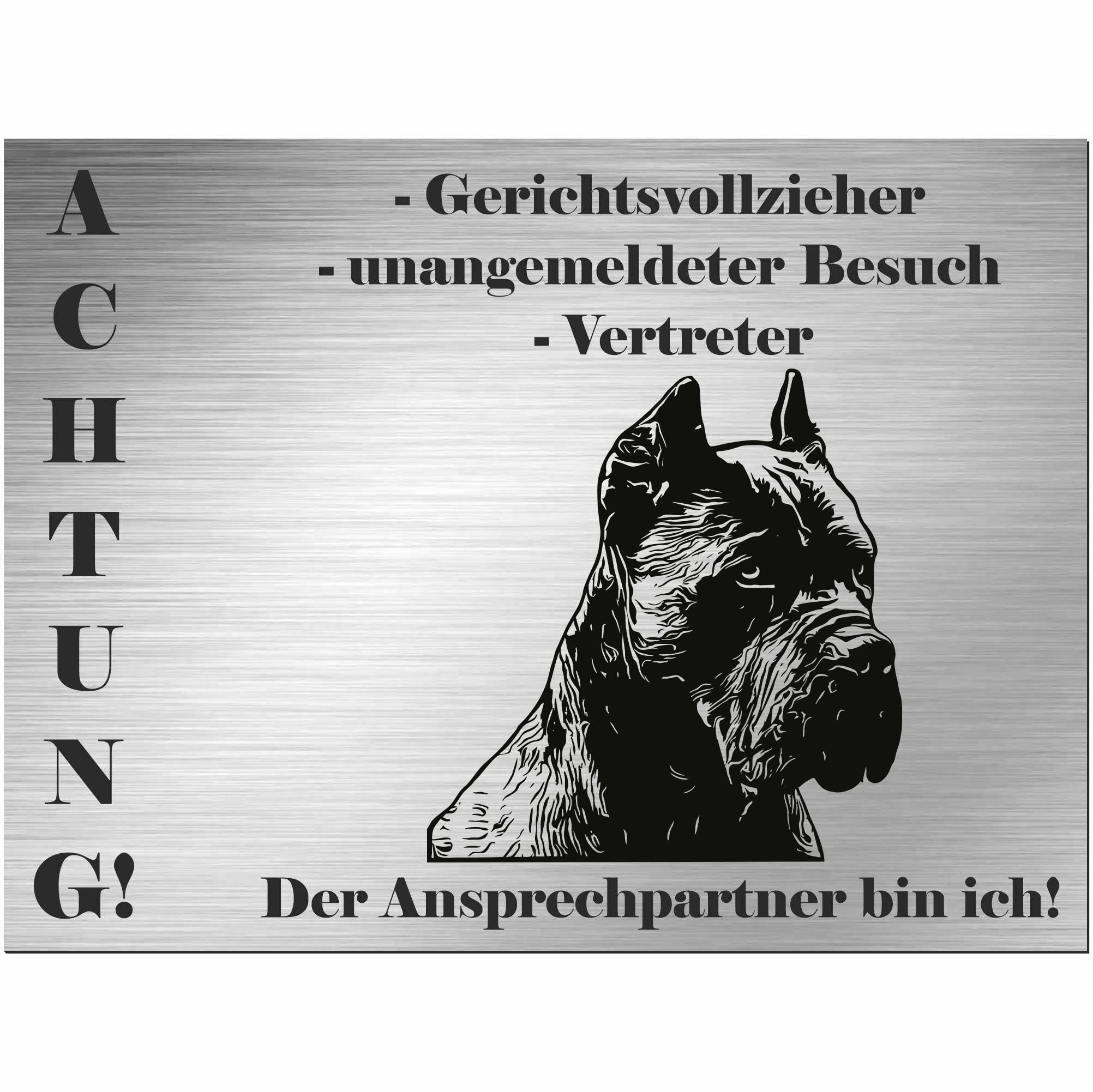 Plaque imprimée Cane Corso design aspect acier inoxydable brossé