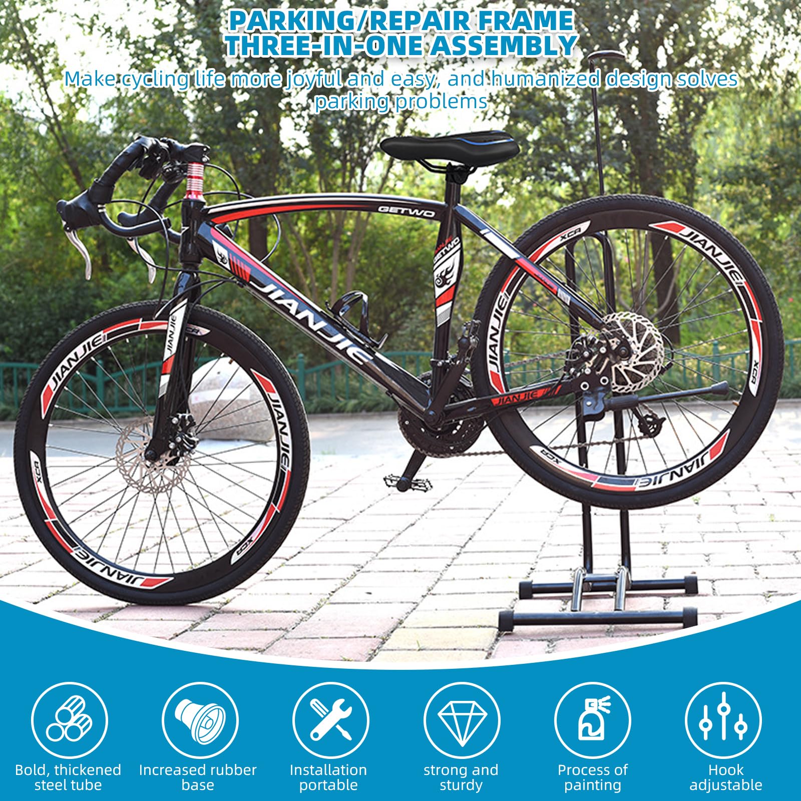 Support Vélo Autonome Kegoupdys - Rangement Intérieur/Extérieur - Pour VTT, Route, Enfants