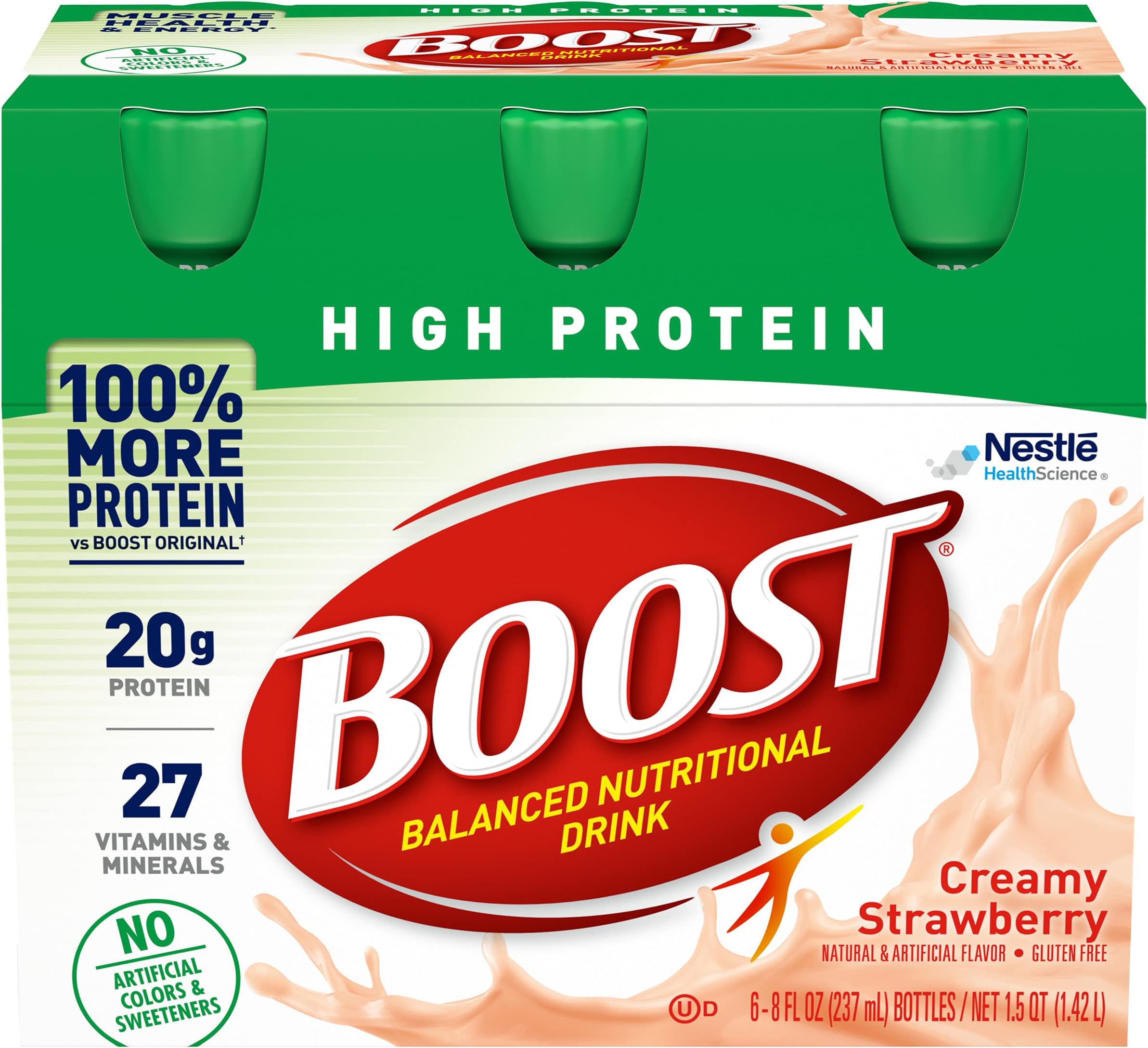 Nestle Boost High Protein Balanced Nutritional Drink Creamy Strawberry 8 oz Bottle 6 Ct