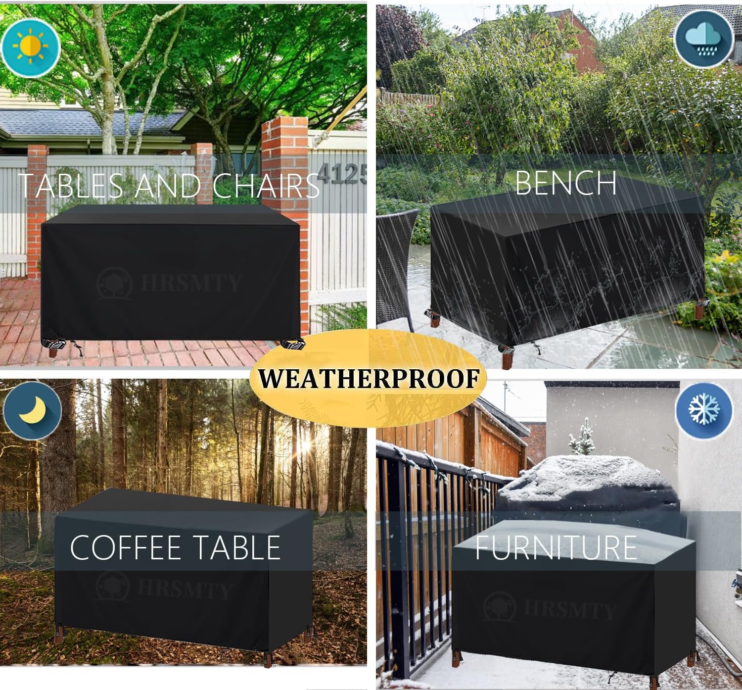 Garden Furniture Covers, Waterproof Outdoor Patio Table Chairs Set Cover 420D Oxford Fabric Windproof UV-Resistant Dining Furniture Covers, for Winter Outside