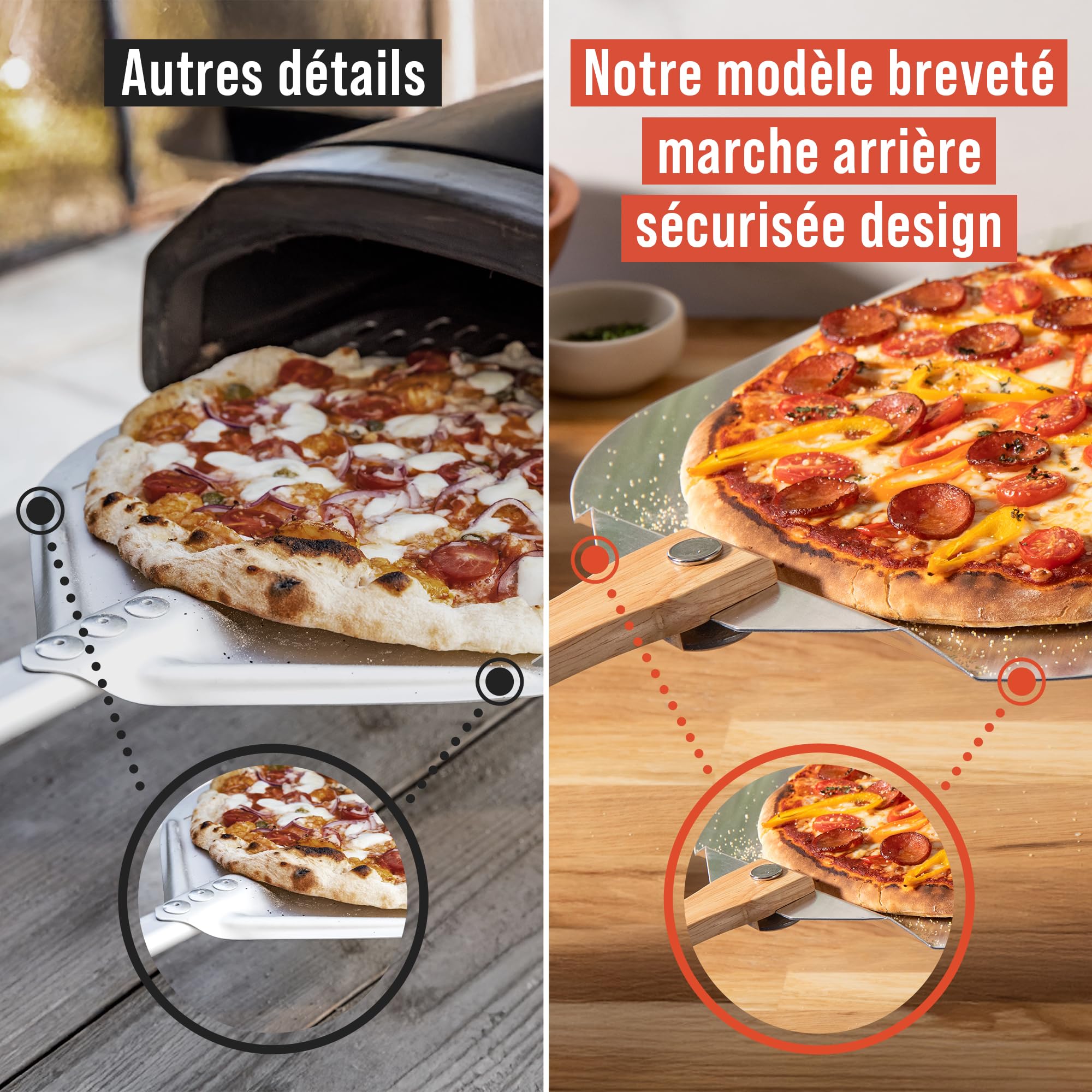Chef Pomodoro Pelle a Pizza, Spatule Pizza 36,6 cm x 40,6 cm - Pelle Pizza en Aluminium de Haute Qualité - Pelle à Pizza Gourmande - Pizzas, Tarte Flambée