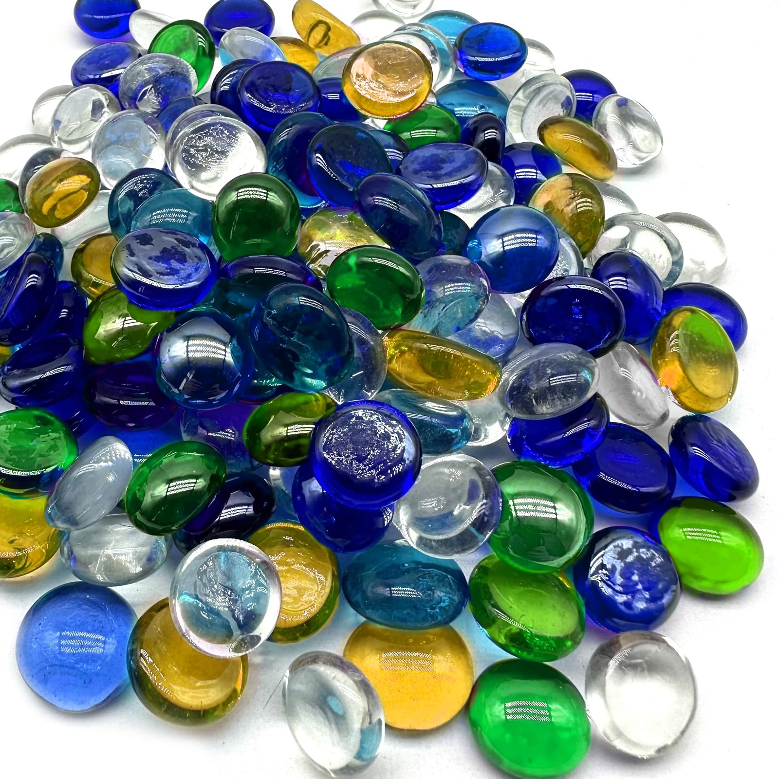 Glass Pebbles, 0.95KG Mixed Color Flat Marble Stones Beads
