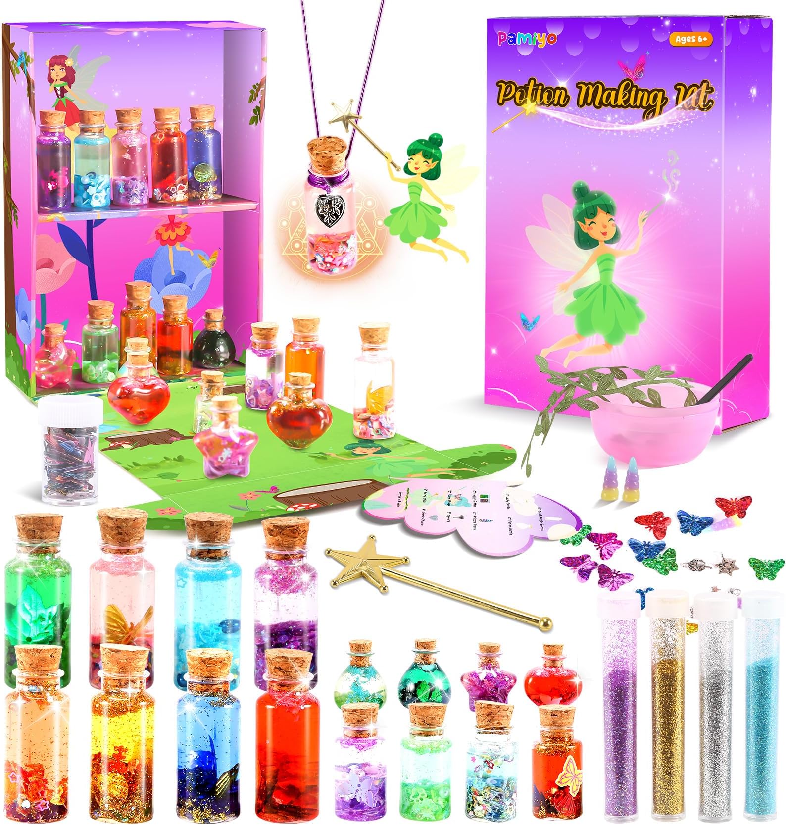 PAMIYO Fairy Magic Potions Kit for Kids, Fairy Arts and Crafts Set for Girls, Creative DIY Fairy Toys for Girls 6 7 8 9 10+ Years Old, Children's Day Birthday Gifts for Girls (Magic Potions)