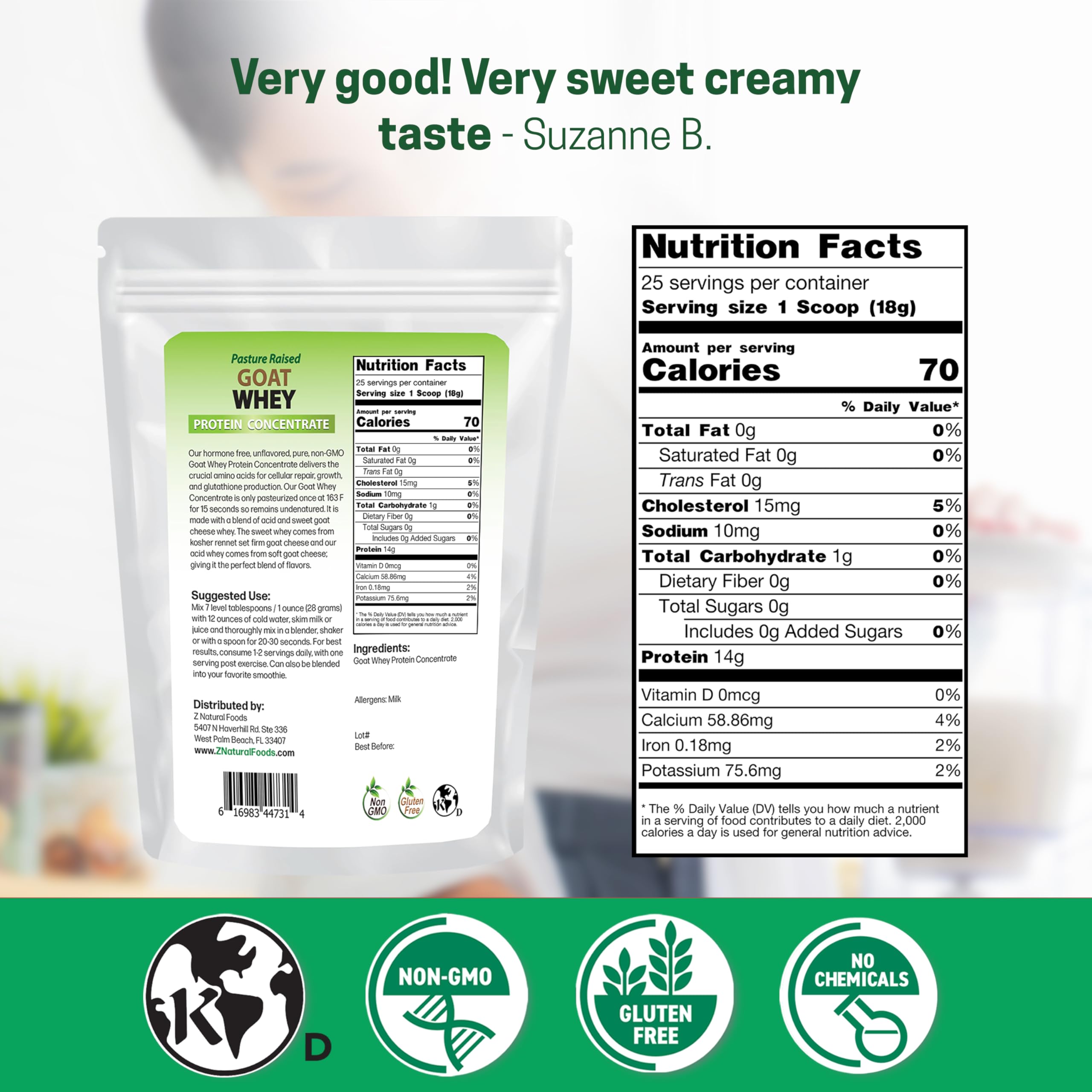 Z Natural Foods Goat Whey Protein Powder - 1 lb — Amazon image 2
