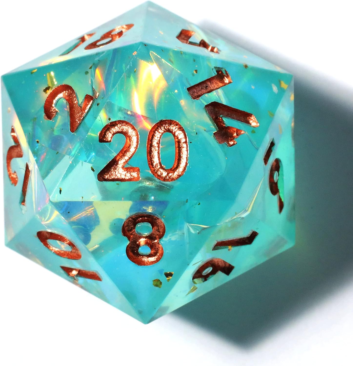 MINI Single D20 Dice with Sharp Edge and Glitter