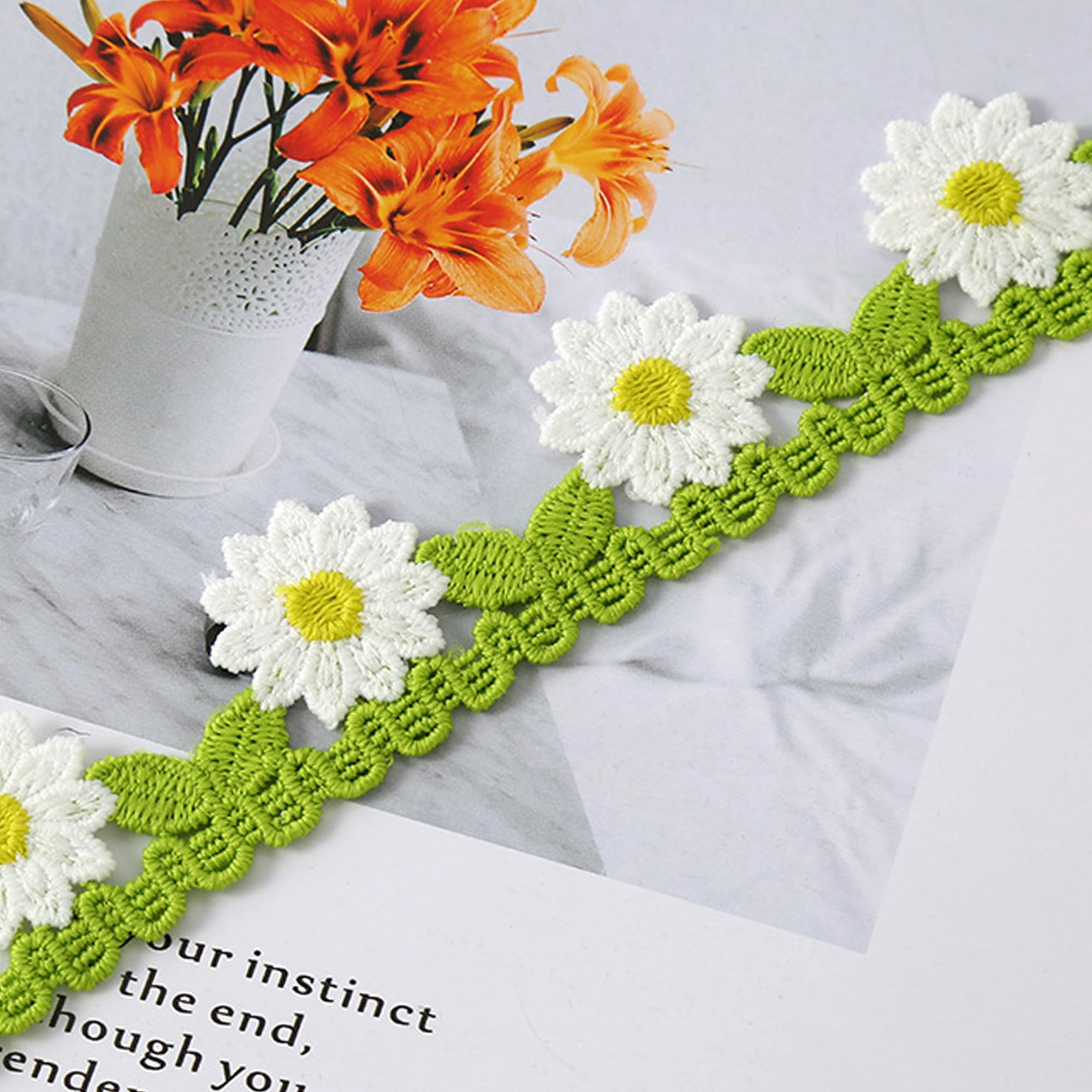 Nastro Decorativo Con Fiori - Passamaneria Elegante 3cm X 3 Yard Per Cucito Fai Da Te - Foto 9