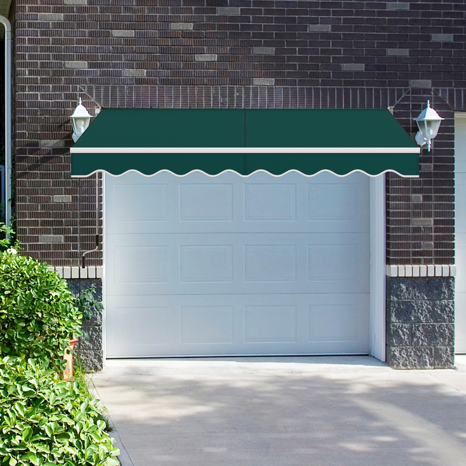 HOMASIS Toldo Manual Retráctil Plegable, Toldo Enrollable Exterior con Manivela de Metal, Protección UV, Impermeable, Ventana Puerta de Techo para Terraza, Jardín, Balcón (Verde, 295x250cm)