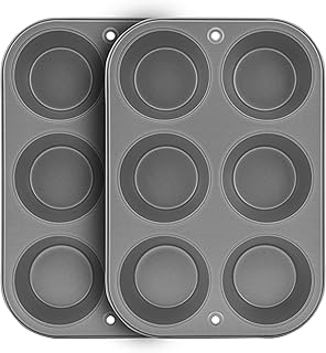 G & S Metal Products Company OvenStuff Set of Two Nonstick 6-cup Jumbo Muffin Pan, Gray, HG236-AZ