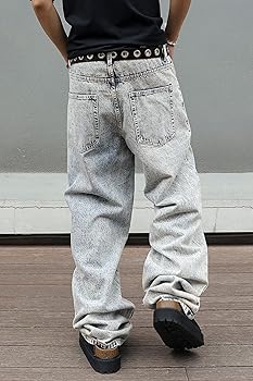 MZNBURAM Men's Y2K Hip Hop Baggy Jeans Loose Fit Wide Leg