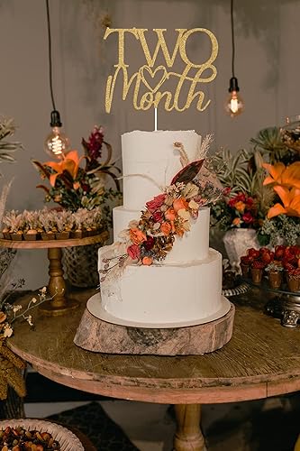 Miniatura 6 de Decoración para tarta de dos meses con purpurina dorada, decoración de pastel de cumpleaños de 2 meses, decoración de pastel de 60 días, suministros