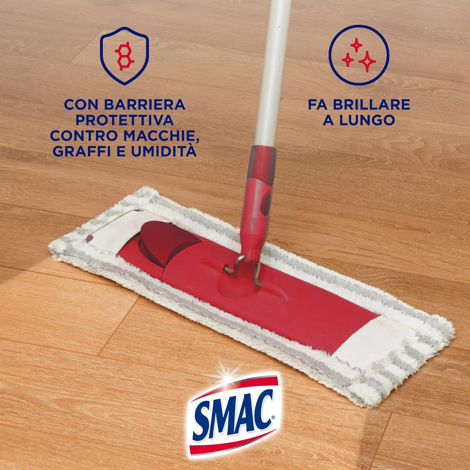 6 x Smac Lavaincera Parquet 1 L – Detergente per pavimenti in parquet con cura della cera, per la pulizia e la cura dei pavimenti in parquet, con portachiavi Italy Shop Service incluso