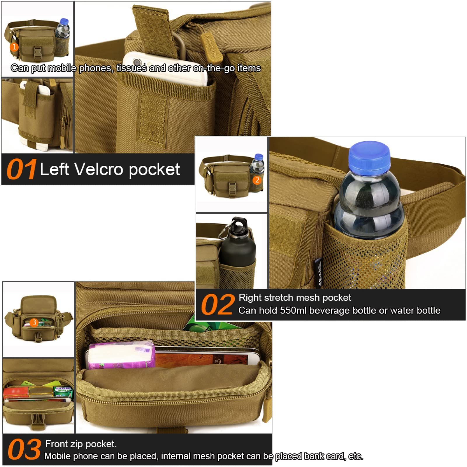 REEBOW GEAR Borsa a Tracolla Multifunzione da Ciclismo Borsa a Tracolla Tattica per Alpinismo Borsa Casual,ACU