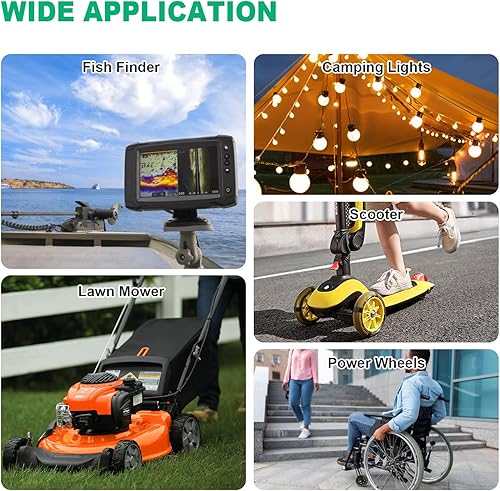 Miniatura 7 de EverExceed Batería LiFePO4 de 12 V 10 Ah integrada 10 A BMS, 3000 ciclos profundos de 12 V batería de litio para buscador de peces, cortacésped,