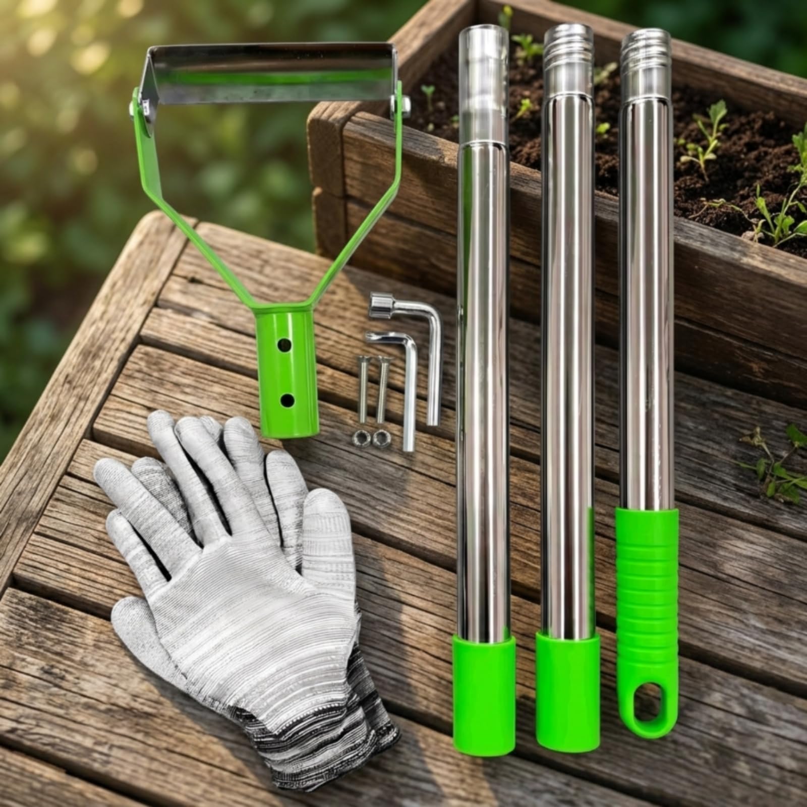 Implemento para Deshierbar Césped con Arco Herramienta Manual de Jardinería Escardillo de Corte Bajo Segador de Raíces Acero Robusto con
