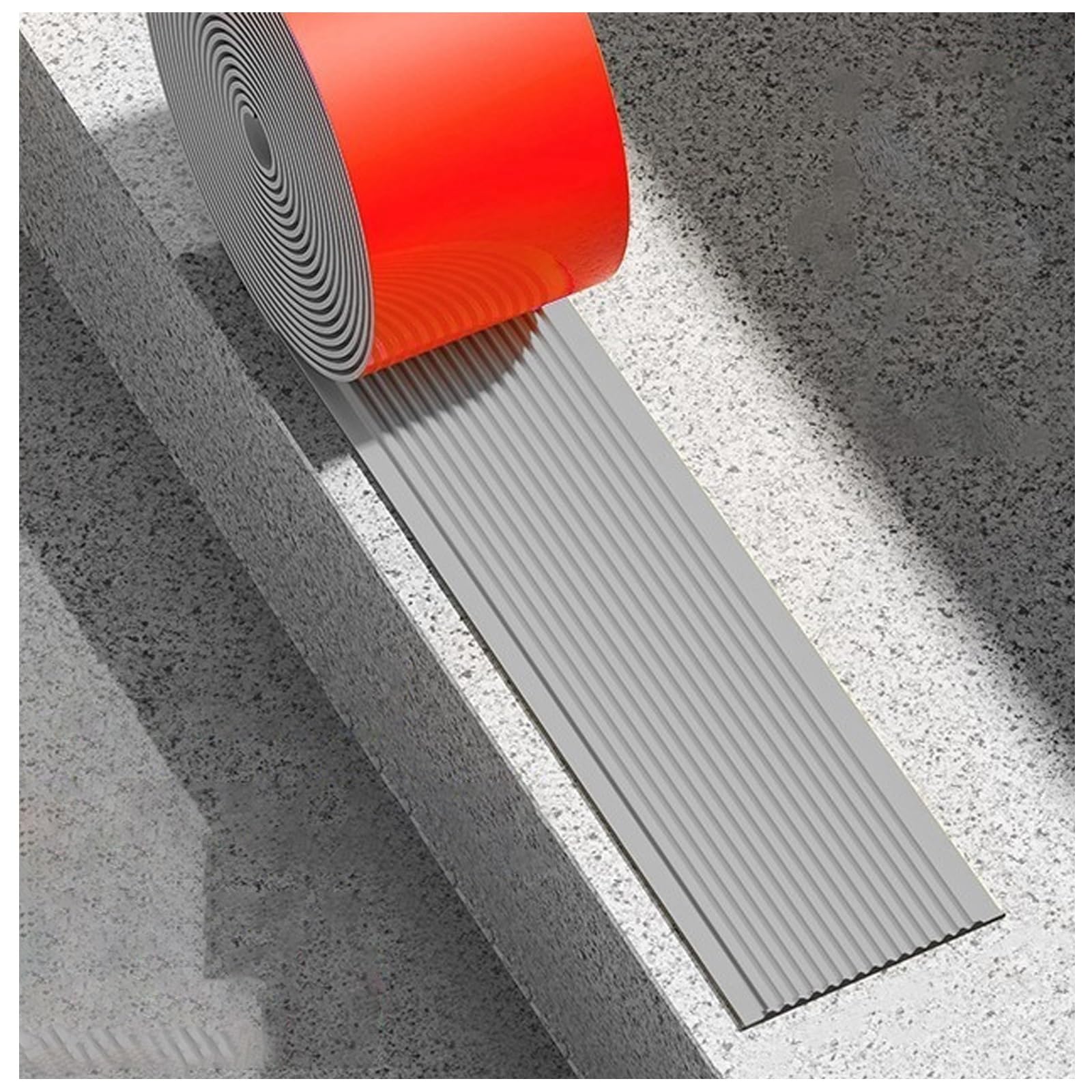 Protezione for Bordi autoadesiva Antiscivolo for Bordi del Naso di Scale in Vinile Grigio 1pcs(LxW 30mx10cm)