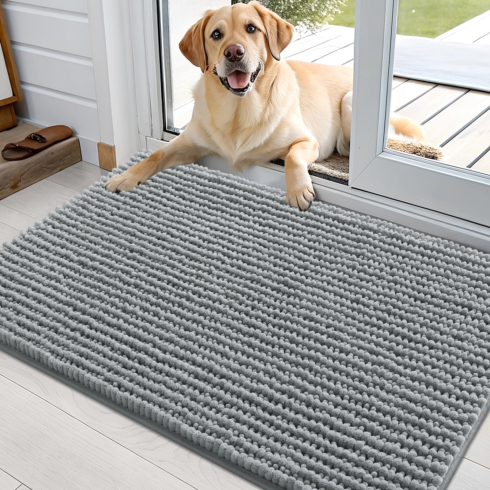 OLANLY Chenille Dog Door Mat 36x24