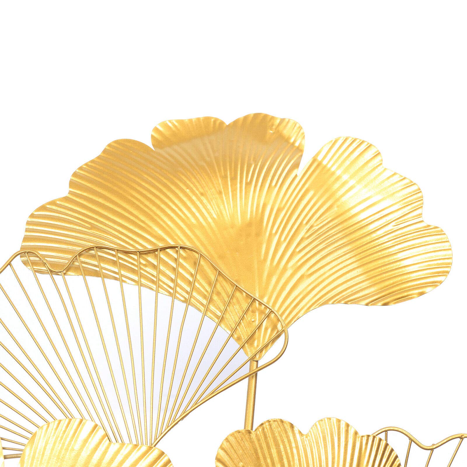 CHERIKIU 3D muurschildering Ginkgo van metaal in goud, 55 x 110 cm wanddecoratie bladeren wandversiering wandsculpturen achtergrond muur woonkamer decoratie voor woningen villamodellen