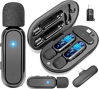 Wireless Microphone Wireless Lavalier Microphone for iphone Android iPad Plug-Play Bluetooth Microphone with Adaptor Clip On Lapel Microphone for YouTube Vlog Interview Youtube TikTok Facebook