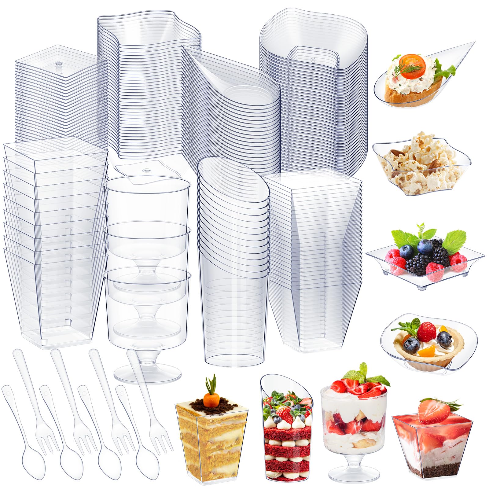 Tessco for you 800 Pcs Mini Appetizer Plates Dessert Cups, Clear