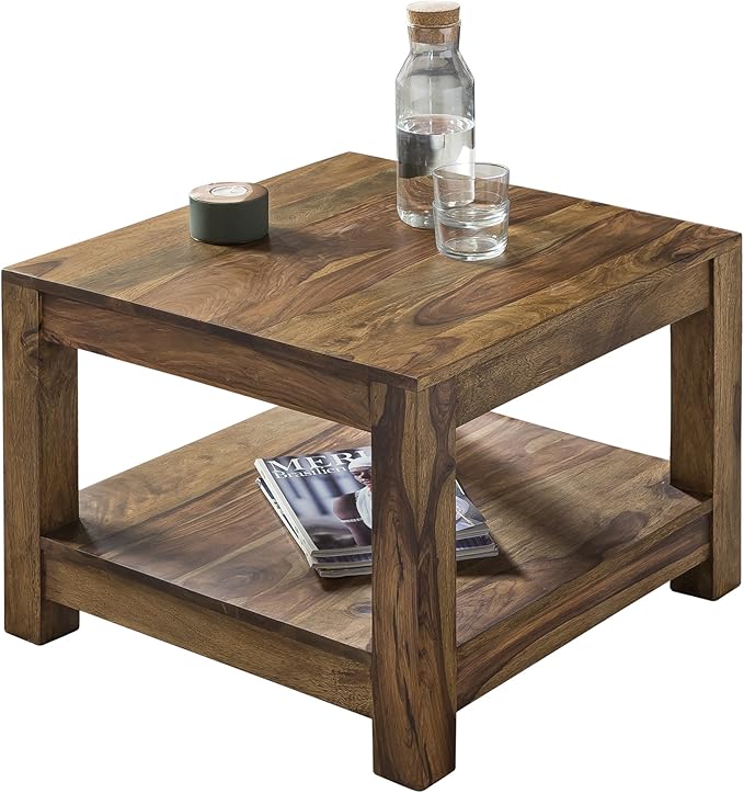 FineBuy Coffee table Sheesham Solid wood 60x45x60 cm CountryStyle Side table Living Room