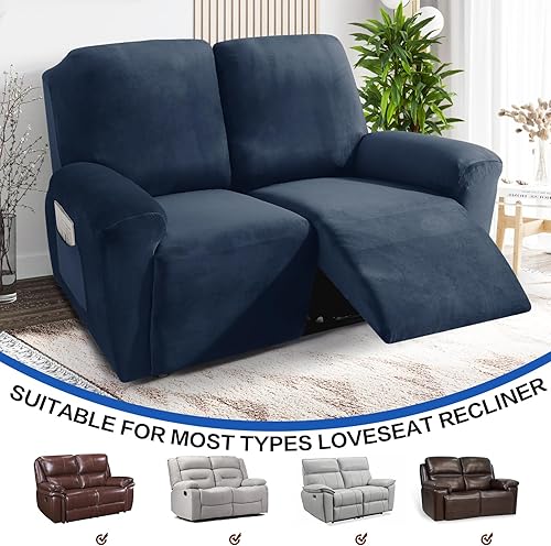 Vista 146 de MAXIJIN - Funda para sillón reclinable de terciopelo de 4 piezas, elástica, afelpada, gruesa y suave, con bolsillo lateral (camello)