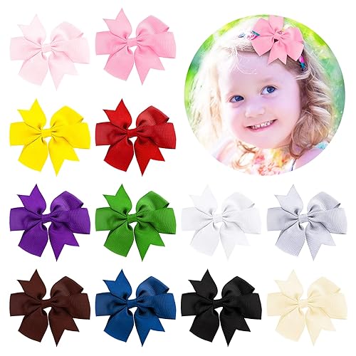 Miniatura 5 de Sibba Clips de 3 pulgadas accesorios para el cabello 12 piezas de fiesta de Pascua clip de lazo pasadores multicolores cintas de tela kawaii grogrén