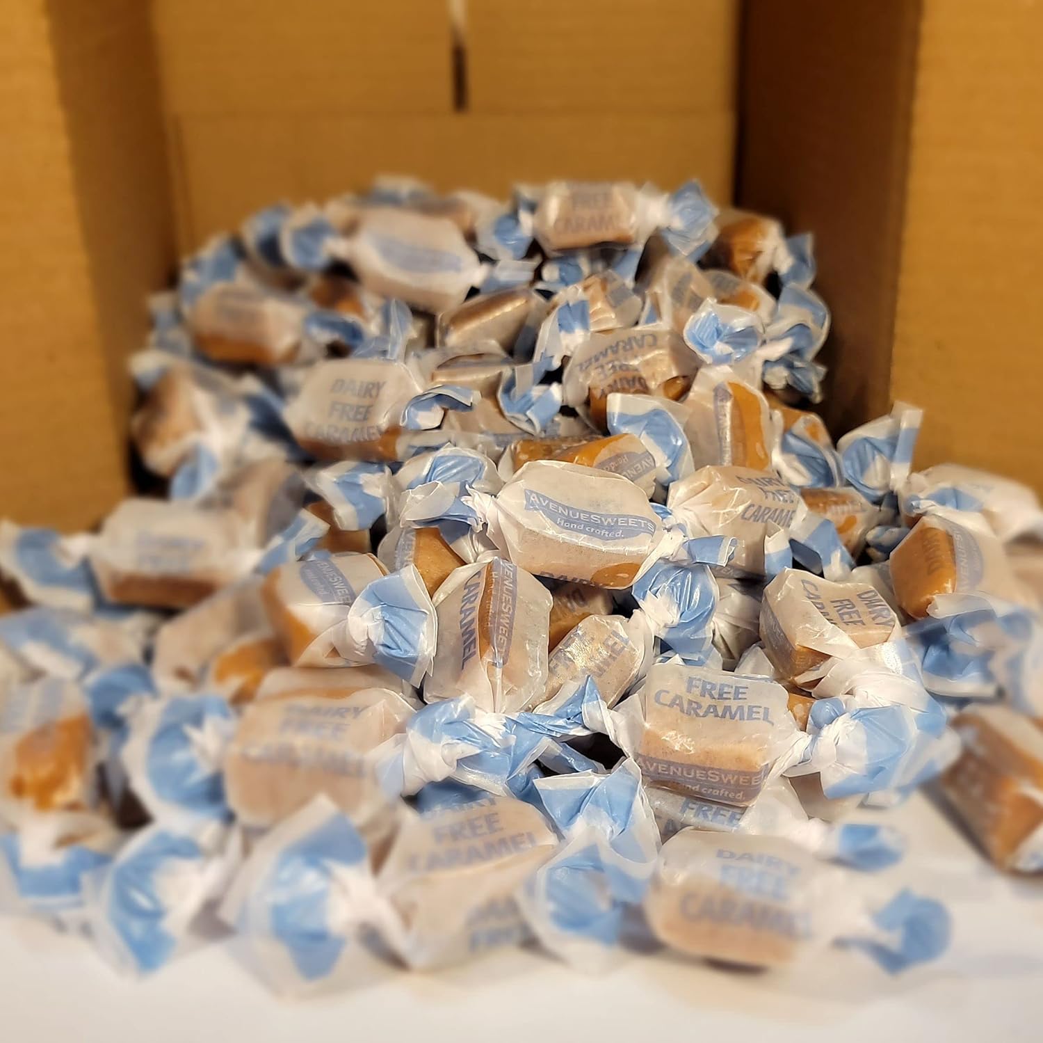 AvenueSweets - Handcrafted Organic Dairy Free Vegan Individually Wrapped Soft Caramels - Sea Salt 2 lb. box