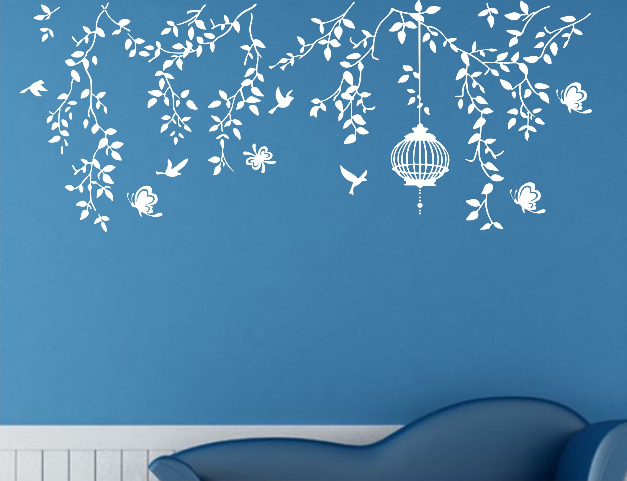 Heaven Decors Vine with Bird Cage and Butterfly White Wall Sticker and Wallpaper Size(133 x 59) Cm (B075HFR3YR) Amazon Price History, Amazon Price Tracker