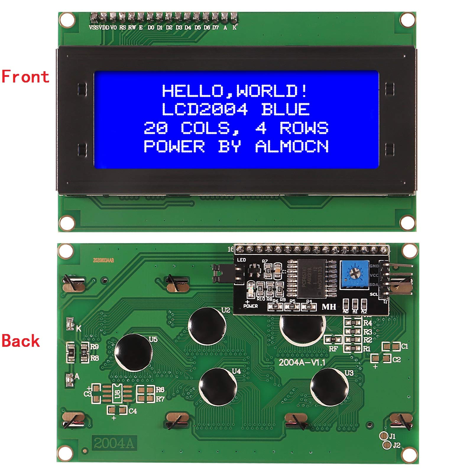Snapklik.com : ALMOCN 2 Pack IIC I2C TWI Serial 2004 20x4 LCD Display ...