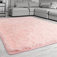 Signature Loom Fluffy Shaggy Area Rug 8x10 – Soft Fuzzy Velvet Rugs for Girls Bedroom – Shaggy Carpet for Kids Room with Non-Slip Bottom – Soft Fluffy Throw Rug Indoor Living Room Carpet, Pink