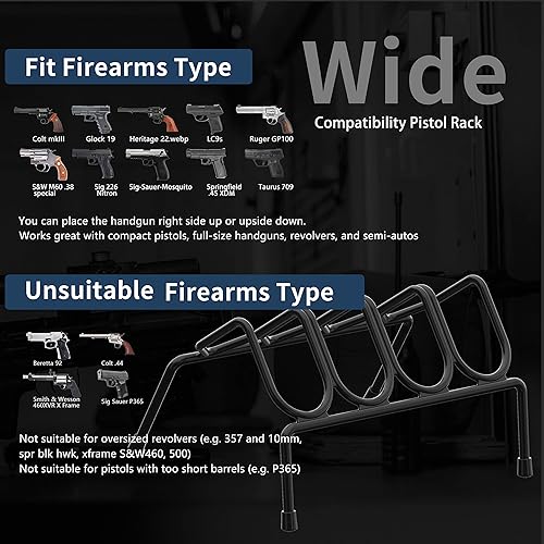 Miniatura 2 de Estante para pistola seguro para armas, soporte para 4 pistolas para almacenamiento de gabinetes de armas y organizado universal para la mayoría de