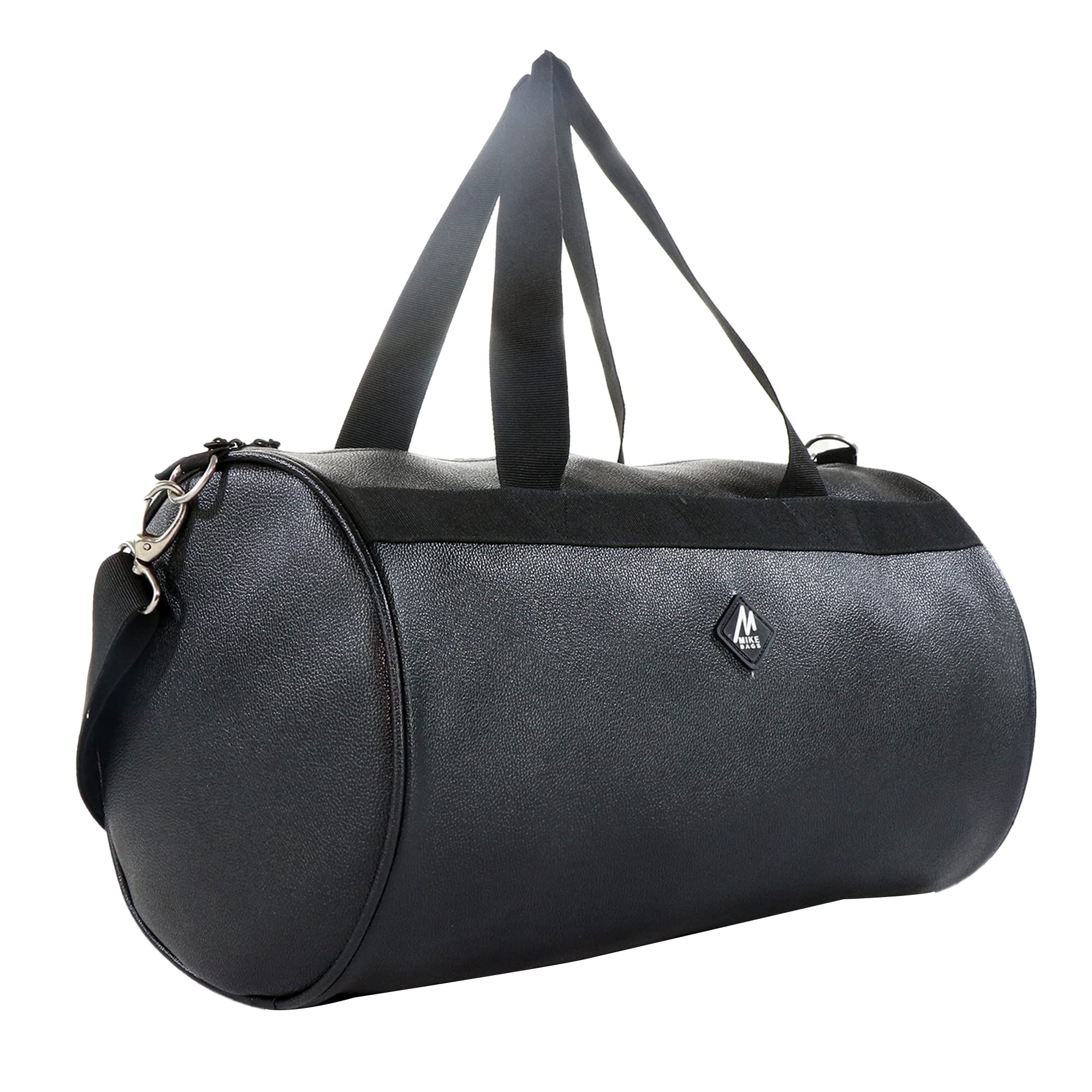 mike bags Mike Leather 27 Ltrs Luggage Travel Duffle Bags Men Women PU Leather Cabin Bags - Black-picture-14