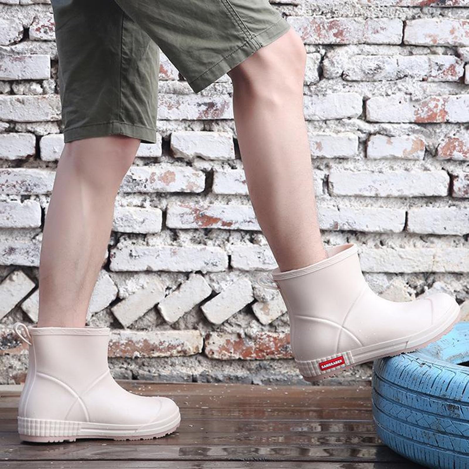 Stivali da Pioggia Donna Eleganti con Suola Spessa, Modello alla Caviglia Resistente, Calzature Impermeabili per Pesca, Autolavaggio e attività Outdoor #D