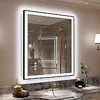 Vista 111 de 88x38 Large Light Bathroom Mirror - Backlit and Front Lighted LED Wall-Mounted Vanity Mirror Modern Rectangle Black Mirror, Dimmable, Anti-Fog