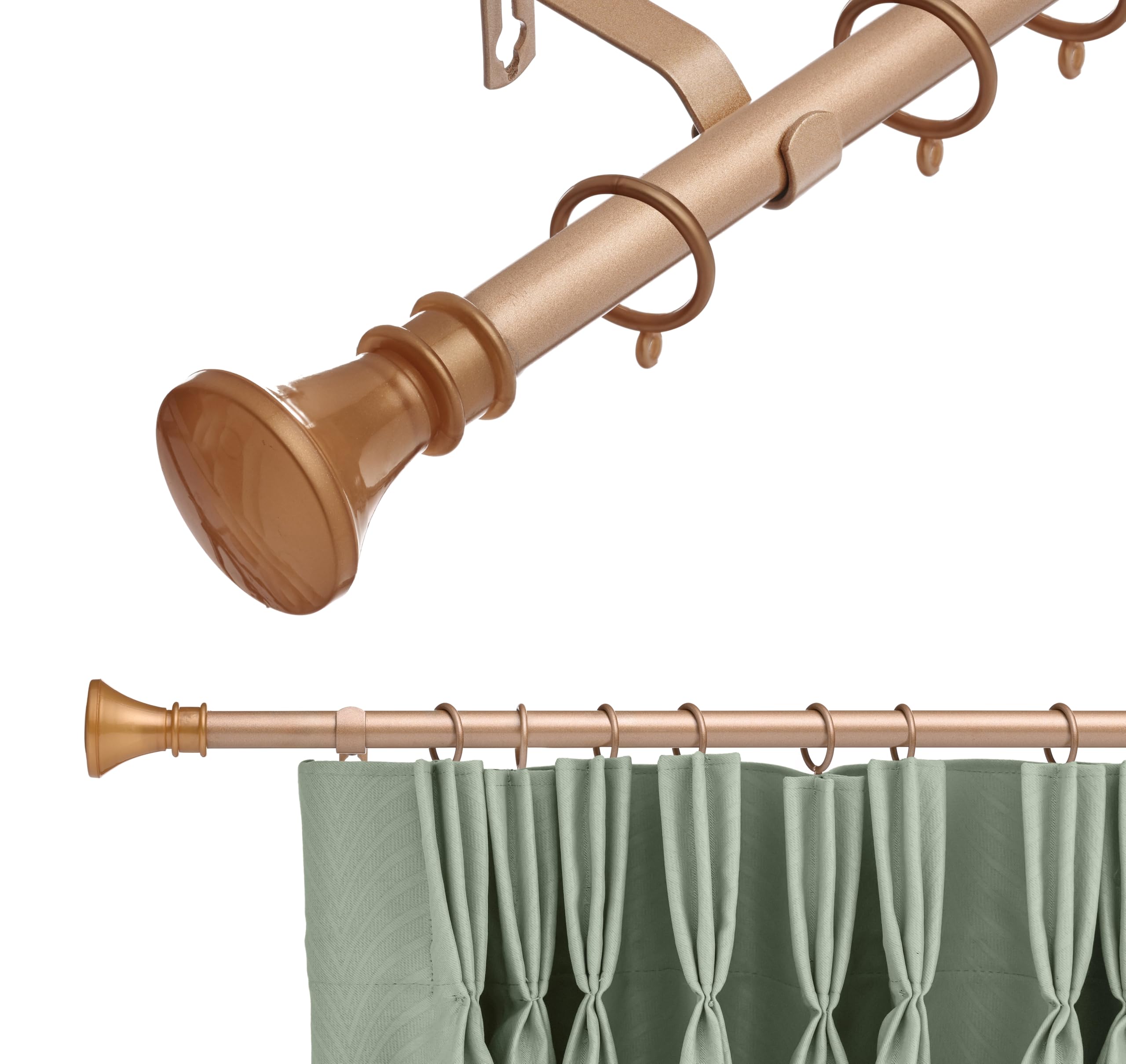 Lister Cartwright Bronze (Bell) 19 Mm Extendable Metal Curtain Pole Rods - Bronze (Bell Finials, 70-120 Cm)