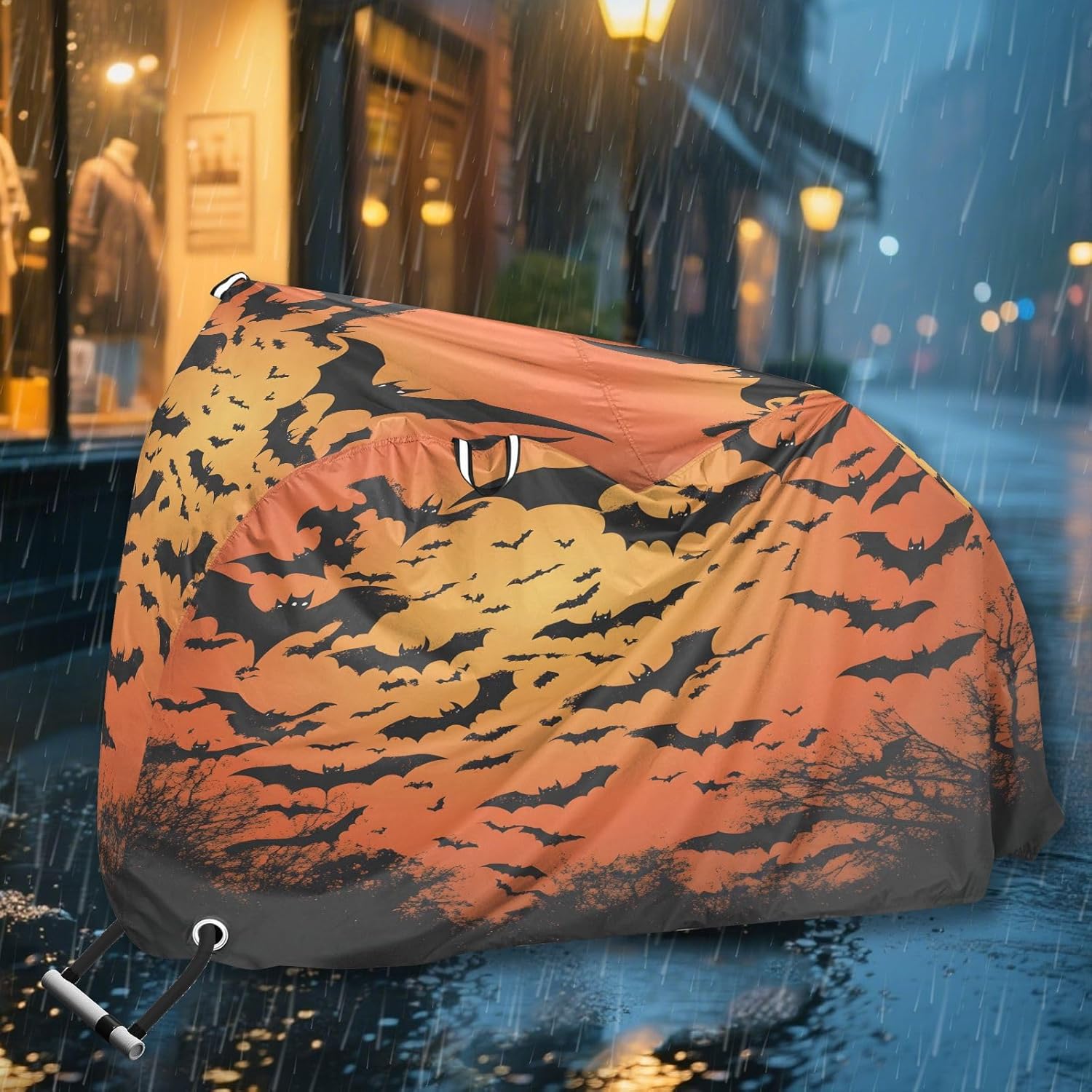 Halloween Bats bike cover waterproof Dustproof Bike Covers with lock hole Anti-UV outdoor Bicycle Cover for 1 eBike,Mountain Bike,road bike